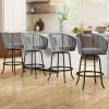 imageYITAHOME Counter Height Bar Stools Set of 2 Outdoor Bar Stools with Soft Cushions Patio Rattan Swivel Bar Chairs for Backyard Poolside Garden w 360 Rotation BeigeGrey