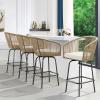 imageYITAHOME Counter Height Bar Stools Set of 2 Outdoor Bar Stools with Soft Cushions Patio Rattan Swivel Bar Chairs for Backyard Poolside Garden w 360 Rotation BeigeBeige