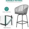 imageYITAHOME Counter Height Bar Stools Set of 2 Outdoor Bar Stools with Soft Cushions Patio Rattan Swivel Bar Chairs for Backyard Poolside Garden w 360 Rotation BeigeGrey