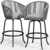imageYITAHOME Counter Height Bar Stools Set of 2 Outdoor Bar Stools with Soft Cushions Patio Rattan Swivel Bar Chairs for Backyard Poolside Garden w 360 Rotation BeigeGrey