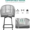 imageYITAHOME Counter Height Bar Stools Set of 2 Outdoor Bar Stools with Soft Cushions Patio Rattan Swivel Bar Chairs for Backyard Poolside Garden w 360 Rotation BeigeGrey