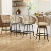 imageYITAHOME Counter Height Bar Stools Set of 2 Outdoor Bar Stools with Soft Cushions Patio Rattan Swivel Bar Chairs for Backyard Poolside Garden w 360 Rotation BeigeBeige