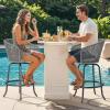 imageYITAHOME Counter Height Bar Stools Set of 2 Outdoor Bar Stools with Soft Cushions Patio Rattan Swivel Bar Chairs for Backyard Poolside Garden w 360 Rotation BeigeGrey