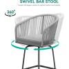 imageYITAHOME Counter Height Bar Stools Set of 2 Outdoor Bar Stools with Soft Cushions Patio Rattan Swivel Bar Chairs for Backyard Poolside Garden w 360 Rotation BeigeGrey
