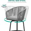 imageYITAHOME Counter Height Bar Stools Set of 2 Outdoor Bar Stools with Soft Cushions Patio Rattan Swivel Bar Chairs for Backyard Poolside Garden w 360 Rotation BeigeGrey