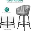 imageYITAHOME Counter Height Bar Stools Set of 2 Outdoor Bar Stools with Soft Cushions Patio Rattan Swivel Bar Chairs for Backyard Poolside Garden w 360 Rotation BeigeGrey