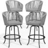 imageYITAHOME Counter Height Bar Stools Set of 2 Outdoor Bar Stools with Soft Cushions Patio Rattan Swivel Bar Chairs for Backyard Poolside Garden w 360 Rotation BeigeGrey
