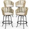 imageYITAHOME Counter Height Bar Stools Set of 2 Outdoor Bar Stools with Soft Cushions Patio Rattan Swivel Bar Chairs for Backyard Poolside Garden w 360 Rotation BeigeBeige