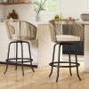 imageYITAHOME Counter Height Bar Stools Set of 2 Outdoor Bar Stools with Soft Cushions Patio Rattan Swivel Bar Chairs for Backyard Poolside Garden w 360 Rotation BeigeBeige