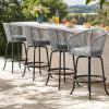imageYITAHOME Counter Height Bar Stools Set of 2 Outdoor Bar Stools with Soft Cushions Patio Rattan Swivel Bar Chairs for Backyard Poolside Garden w 360 Rotation BeigeGrey