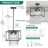 imageYITAHOME Crystal Square Chandeliers Modern Adjustable Island Pendant Light Fixtures for Dining Room Kitchen Living Room Entryway UL Listed GoldBlack