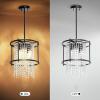 imageYITAHOME Crystal Square Chandeliers Modern Adjustable Island Pendant Light Fixtures for Dining Room Kitchen Living Room Entryway UL Listed GoldBlack