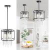 imageYITAHOME Crystal Square Chandeliers Modern Adjustable Island Pendant Light Fixtures for Dining Room Kitchen Living Room Entryway UL Listed GoldBlack
