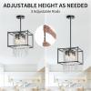 imageYITAHOME Crystal Square Chandeliers Modern Adjustable Island Pendant Light Fixtures for Dining Room Kitchen Living Room Entryway UL Listed GoldBlack