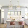 imageYITAHOME Crystal Square Chandeliers Modern Adjustable Island Pendant Light Fixtures for Dining Room Kitchen Living Room Entryway UL Listed GoldGold