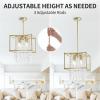 imageYITAHOME Crystal Square Chandeliers Modern Adjustable Island Pendant Light Fixtures for Dining Room Kitchen Living Room Entryway UL Listed GoldGold