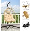 imageYITAHOME Egg Chair Swing Hanging Outdoor Wicker Hammock Chairs Indoor with Steel Stand Durable Cushion 330lbs for Patio Bedroom Garden and Balcony  GrayBeige