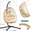 imageYITAHOME Egg Chair Swing Hanging Outdoor Wicker Hammock Chairs Indoor with Steel Stand Durable Cushion 330lbs for Patio Bedroom Garden and Balcony  GrayBeige