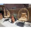 imageYITAHOME Egg Chair Swing Hanging Outdoor Wicker Hammock Chairs Indoor with Steel Stand Durable Cushion 330lbs for Patio Bedroom Garden and Balcony  GrayBeige Circular Rope