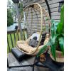 imageYITAHOME Egg Chair Swing Hanging Outdoor Wicker Hammock Chairs Indoor with Steel Stand Durable Cushion 330lbs for Patio Bedroom Garden and Balcony  GrayBeige Circular Rope