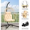 imageYITAHOME Egg Chair Swing Hanging Outdoor Wicker Hammock Chairs Indoor with Steel Stand Durable Cushion 330lbs for Patio Bedroom Garden and Balcony  GrayBeige Circular Rope