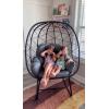 imageYITAHOME Egg Chair Wicker Outdoor Indoor Oversized Large Lounger with Stand Cushion Leveling Feet Egg Basket Chair 330lbs Capacity for Patio Garden Backyard BalconyGreyGrey