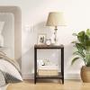 imageYITAHOME End Table with Charging Station 20quot Nightstand wGroove Barn Door Rustic Wood Bedside Table Side Table with Storage Open ampamp Adjustable Shelf for Bedroom Living Room WhiteBrown