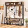 imageYITAHOME Entryway Bench with Coat Rack 5in1 Hall Tree with Shoes Storage Industrial Freestanding Coat Rack Shoe Bench with Storage Shelves 10 Hooks for Hallway Bedroom Rustic BrownRustic BrownBlack
