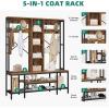 imageYITAHOME Entryway Bench with Coat Rack 5in1 Hall Tree with Shoes Storage Industrial Freestanding Coat Rack Shoe Bench with Storage Shelves 10 Hooks for Hallway Bedroom Rustic BrownRustic Brown