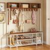imageYITAHOME Entryway Bench with Coat Rack 5in1 Hall Tree with Shoes Storage Industrial Freestanding Coat Rack Shoe Bench with Storage Shelves 10 Hooks for Hallway Living Room WalnutWhite