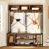 imageYITAHOME Entryway Bench with Coat Rack 5in1 Hall Tree with Shoes Storage Industrial Freestanding Coat Rack Shoe Bench with Storage Shelves 10 Hooks for Hallway Bedroom Rustic BrownRustic BrownBlack