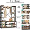 imageYITAHOME Entryway Hall Tree with Bench and Shoe Storage Shelves 5in1 Coat Rack with Shoe Storage Industrial Mudroom Bench with Two Side Shelves for Hallway Bedroom Rustic BrownRustic