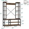 imageYITAHOME Entryway Hall Tree with Bench and Shoe Storage Shelves 5in1 Coat Rack with Shoe Storage Industrial Mudroom Bench with Two Side Shelves for Hallway Bedroom Rustic BrownRustic