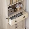 imageYITAHOME Farmhouse Bookcase with Doors and Drawers 70quot Tall Bookshelf with Storage Shelves Standing Display Shelf Organizer Rack for Home Office Living Room WhiteWalnutRattan