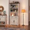 imageYITAHOME Farmhouse Bookcase with Doors and Drawers 70quot Tall Bookshelf with Storage Shelves Standing Display Shelf Organizer Rack for Home Office Living Room WhiteWalnutRattan