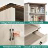 imageYITAHOME Farmhouse Bookcase with Doors and Drawers 70quot Tall Bookshelf with Storage Shelves Standing Display Shelf Organizer Rack for Home Office Living Room WhiteWalnutRattan