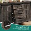 imageYITAHOME Farmhouse Buffet Cabinet with Storage 59quot Sideboard wSliding Barn Doors and 4 Drawers Kitchen Cabinets for Living Room Dark Rustic OakDark Rustic Oak