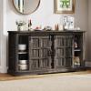 imageYITAHOME Farmhouse Buffet Cabinet with Storage 59quot Sideboard wSliding Barn Doors and 4 Drawers Kitchen Cabinets for Living Room Dark Rustic OakDark Rustic Oak