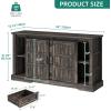 imageYITAHOME Farmhouse Buffet Cabinet with Storage 59quot Sideboard wSliding Barn Doors and 4 Drawers Kitchen Cabinets for Living Room Dark Rustic OakDark Rustic Oak