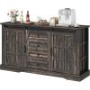 imageYITAHOME Farmhouse Buffet Cabinet with Storage 59quot Sideboard wSliding Barn Doors and 4 Drawers Kitchen Cabinets for Living Room Dark Rustic OakDark Rustic Oak