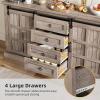 imageYITAHOME Farmhouse Buffet Cabinet with Storage 59quot Sideboard wSliding Barn Doors and 4 Drawers Kitchen Cabinets for Living Room Dark Rustic OakWash Grey