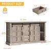 imageYITAHOME Farmhouse Buffet Cabinet with Storage 59quot Sideboard wSliding Barn Doors and 4 Drawers Kitchen Cabinets for Living Room Dark Rustic OakWash Grey