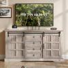 imageYITAHOME Farmhouse Buffet Cabinet with Storage 59quot Sideboard wSliding Barn Doors and 4 Drawers Kitchen Cabinets for Living Room Dark Rustic OakWash Grey