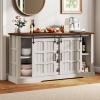 imageYITAHOME Farmhouse Buffet Cabinet with Storage 59quot Sideboard wSliding Barn Doors and 4 Drawers Kitchen Cabinets for Living Room Dark Rustic OakWhite Oak