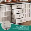 imageYITAHOME Farmhouse Buffet Cabinet with Storage 59quot Sideboard wSliding Barn Doors and 4 Drawers Kitchen Cabinets for Living Room Dark Rustic OakWhite Oak