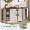 imageYITAHOME Farmhouse Buffet Cabinet with Storage 59quot Sideboard wSliding Barn Doors and 4 Drawers Kitchen Cabinets for Living Room Dark Rustic OakWhite Oak