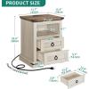 imageYITAHOME Farmhouse Nightstand with Charging Station 2 Drawers Night Stand for Bedroom LED End Table Side Table wOpen Shelf Off WhiteWalnut GrainCountry Rustic