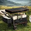 imageYITAHOME Folding Wagon wTable Plate Large Capacity Collapsible Wagon Cart Adjustable Handle Height Foldable Utility Garden Cart Outdoor Beach Wagon for Camping Shopping Sports Garden  BlackBlack