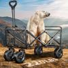 imageYITAHOME Folding Wagon wTable Plate Large Capacity Collapsible Wagon Cart Adjustable Handle Height Foldable Utility Garden Cart Outdoor Beach Wagon for Camping Shopping Sports Garden  BlackBlack