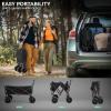 imageYITAHOME Folding Wagon wTable Plate Large Capacity Collapsible Wagon Cart Adjustable Handle Height Foldable Utility Garden Cart Outdoor Beach Wagon for Camping Shopping Sports Garden  BlackBlack
